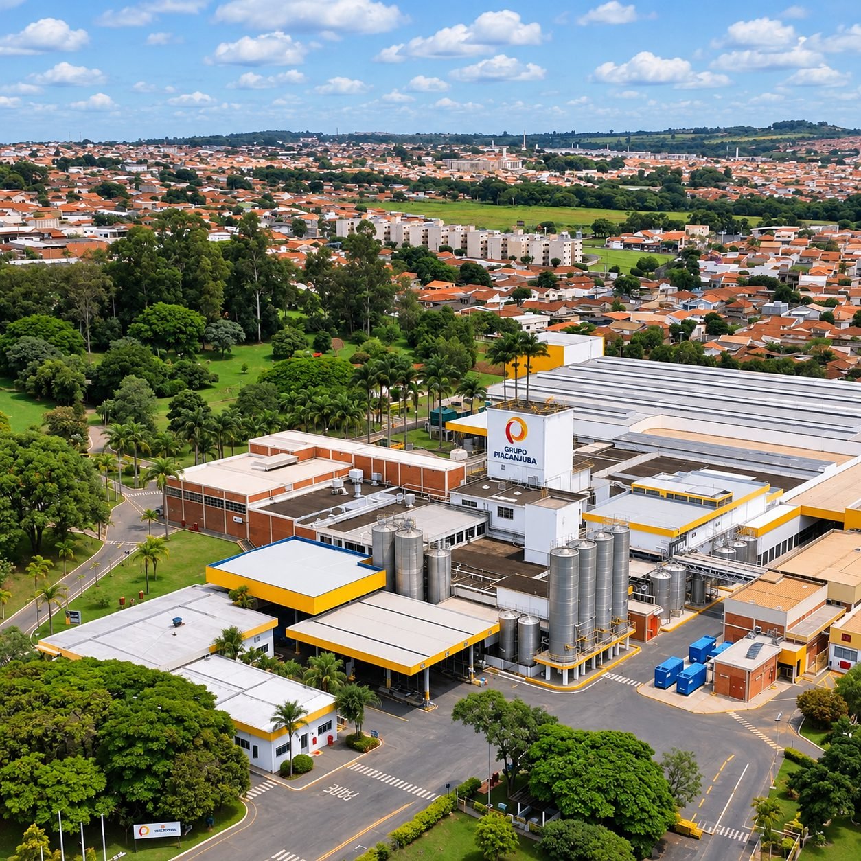 Vista aérea da fábrica de laticínios Piracanjuba em Araraquara